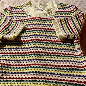 Nanette Lepore Medium Colorful Striped Coastal Grandma Y2K Crocheted Sweater